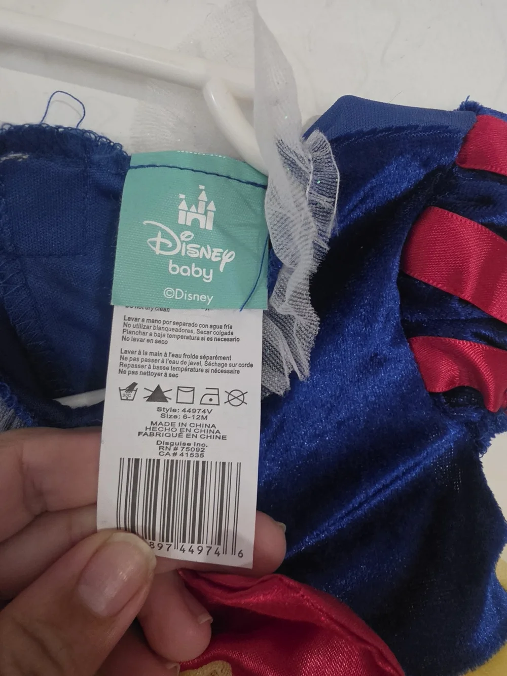 Snow White Disney Baby Costume  6-12 Months